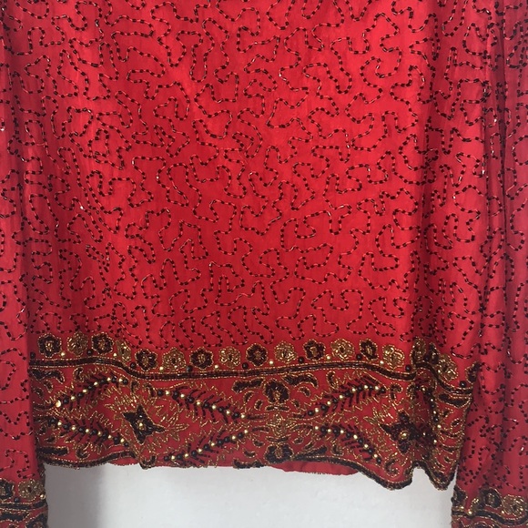 Vintage Laurence Kazer New York Red Beaded Jacket Medium - Picture 8 of 8
